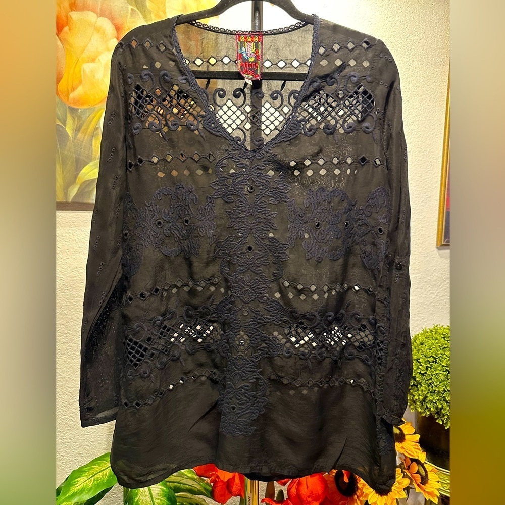 Johnny Was black longsleeve blouse size XS
